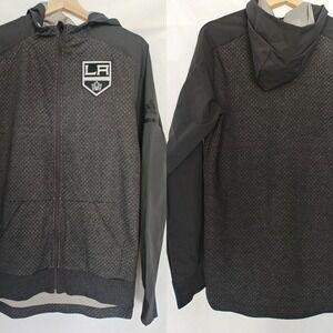 Adidas NHL Los Angeles Kings Full Zip Hooded Squad Jacket Small‎ Black Gray New